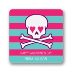 Skulls and Hearts in Pink -- Valentine's Day Personalized Stickers