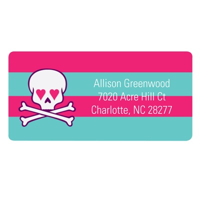 Skulls and Hearts in Pink -- Valentine's Day Address Labels