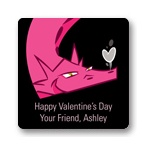 Dragon Puff in Pink -- Valentine's Day Personalized Stickers