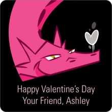 Dragon Puff in Pink -- Valentine's Day Personalized Stickers