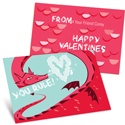 Dragon Puff in Red -- Kids Valentine's Day Cards