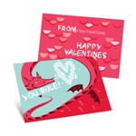 Dragon Puff in Red -- Kids Valentine's Day Cards