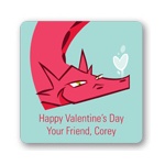 Dragon Puff in Red -- Valentine's Day Personalized Stickers