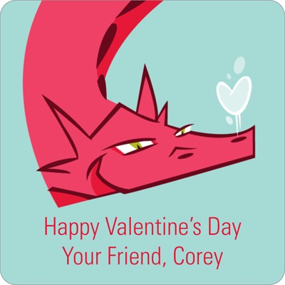 Dragon Puff in Red -- Valentine's Day Personalized Stickers