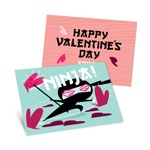 Ninja Action in Blue -- Kids Valentine's Day Cards