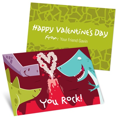 Dinosaurs Rock -- Cool Valentine's Day Cards