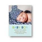 Hanging Letters in Blue -- Baby Boy Photo Birth Announcements