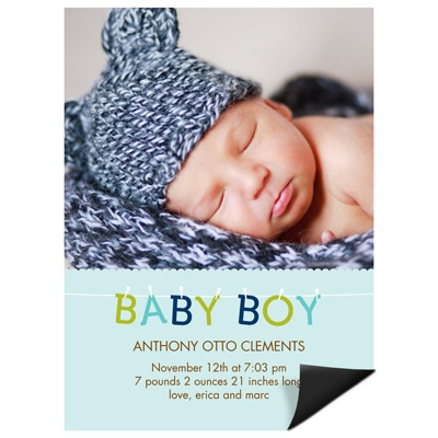 Sweetly Strung in Blue -- Magnet Birth Announcements