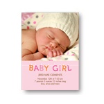 Hanging Letters in Pink -- Baby Girl Photo Birth Announcements