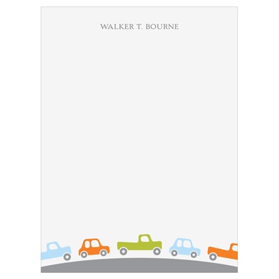 Cars and Trucks Traffic -- Vertical Kids Stationery