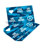 Cool Blue Camouflage -- Valentine's Day Sticker Set