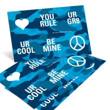 Cool Blue Camouflage -- Valentine's Day Sticker Set