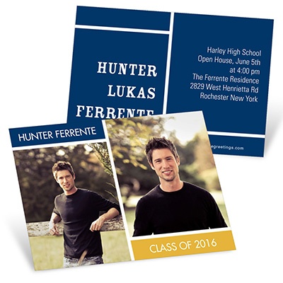THE GOLDEN TICKET -- BOY PHOTO BIRTH ANNOUNCEMENT, 2in. x 4in. Folded Holiday Card