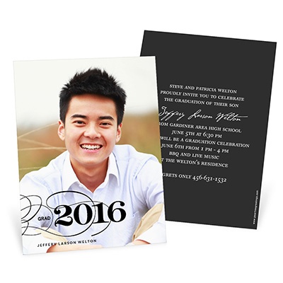Sophisticated Swirls -- Vertical Photo Graduation Invitation