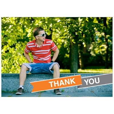 Fun Ribbon Banner -- Graduation Thank You Card