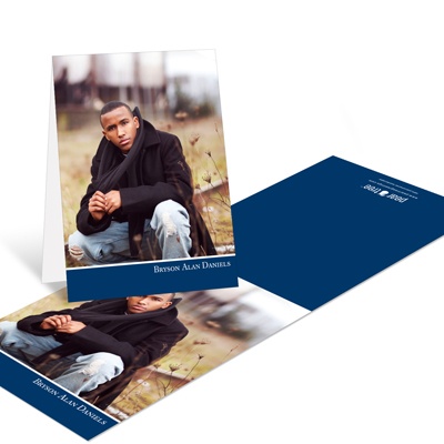 THE GOLDEN TICKET -- BOY PHOTO BIRTH ANNOUNCEMENT, 2in. x 4in. Folded Holiday Card
