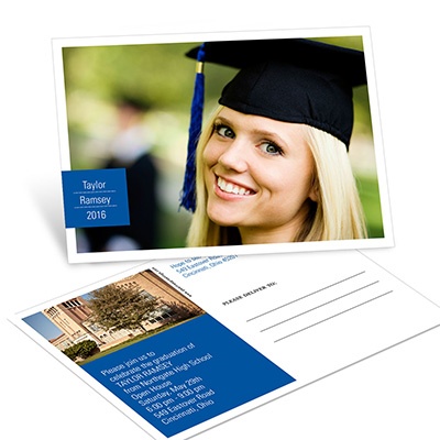 All About Grad -- Horizontal Graduation Postcard Invitations