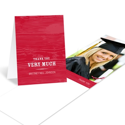 Wood Grain Chic -- Photo Graduation Thank You Card