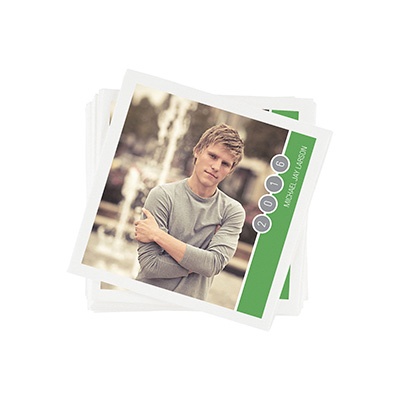 THE GOLDEN TICKET -- BOY PHOTO BIRTH ANNOUNCEMENT, 2in. x 4in. Folded Holiday Card