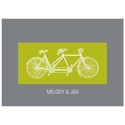 Built for Two in Green -- Modern Wedding Thank You Cards