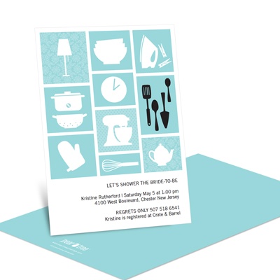 All Things Kitchen in Blue -- Kitchen Bridal Shower Invitations