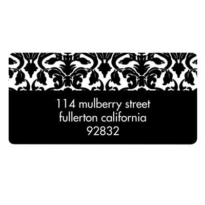 Black  White Damask Wedding Invitations on Bold Damask    Bridal Shower Address Labels   Pear Tree Greetings