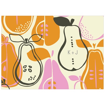 Pear Pattern -- Personalized Bridal Shower Thank You Cards