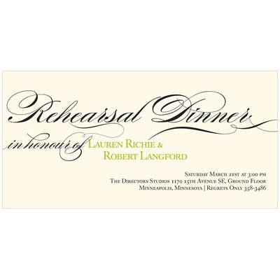 Flowing Calligraphy -- Elegant Rehearsal Dinner Invitations