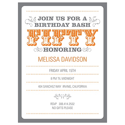 The Big 5-0 -- 50th Birthday Party Invitations