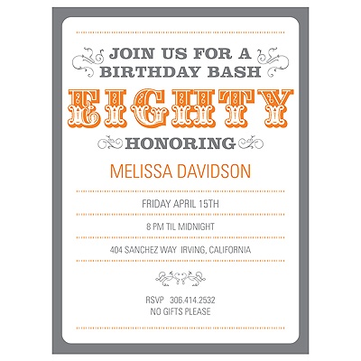 The Big 8-0 -- 80th Birthday Party Invitations