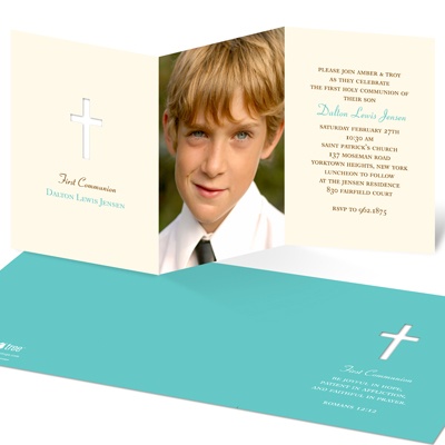 Cross Cut Out -- First Communion Photo Invitations