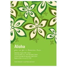 Hibiscus Fun -- Green Luau Party Invitations
