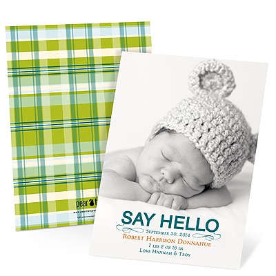 THE GOLDEN TICKET -- BOY PHOTO BIRTH ANNOUNCEMENT, 2in. x 4in. Folded Holiday Card
