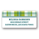 Pin-stripe Plaid in Green - Baby Return Address Labels