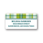 Pin-stripe Plaid in Green - Baby Return Address Labels