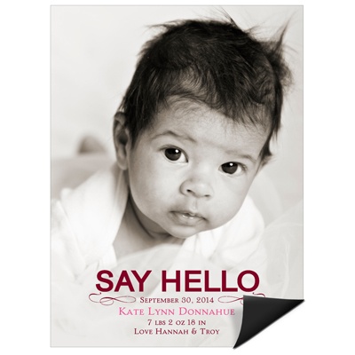 Hello Baby Girl -- Birth Announcement Magnets