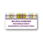 Pin-stripe Plaid in Purple - Baby Return Address Labels