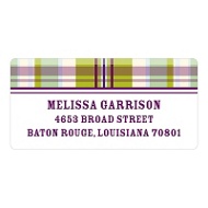 Pin-stripe Plaid in Purple - Baby Return Address Labels