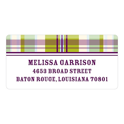 Pin-stripe Plaid in Purple - Baby Return Address Labels