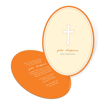 Oval Scallops -- First Communion Invitations