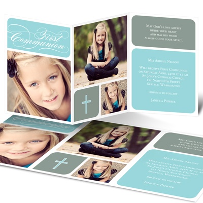 Modern Mosaic -- Photo Communion Invitations