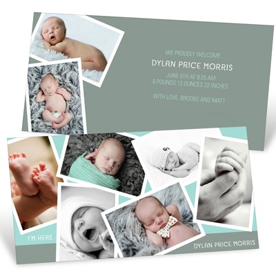 Scattered Baby Boy Moments -- Custom Photo Baby Announcements