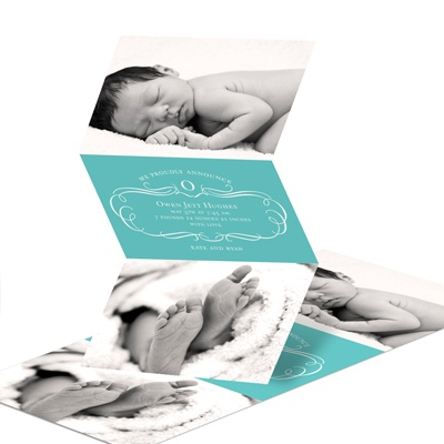 Flourish and Photos -- Baby Boy Birth Announcements