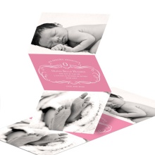Flourish and Photos -- Baby Girl Birth Announcements
