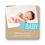 Aqua Baby Banner -- Baby Shower Favor Stickers