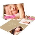 Pink Welcome Banner -- Photo Birth Announcement