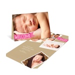 Pink Welcome Banner -- Photo Birth Announcements