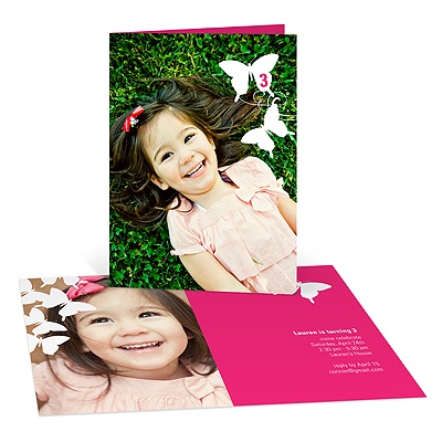 Photo Fluttering Design -- Butterfly Birthday Invitations