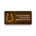Hooked on Horseshoe in Brown -- Kids Address Labels