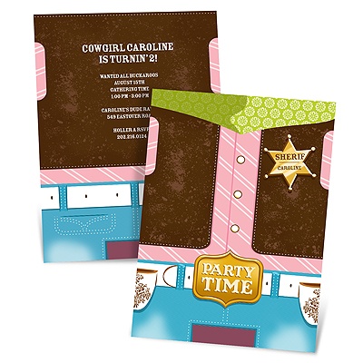Round 'Em Up -- Cowgirl Birthday Invitations